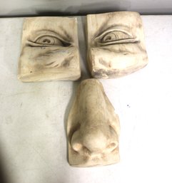 3pcs Michelangelo's Classic Greek Wall Art Sculptures And 2 Eye Nose