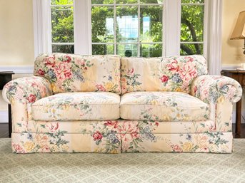 A Cheerful Rolled Arm Sofa - In High Quality Print Fabric