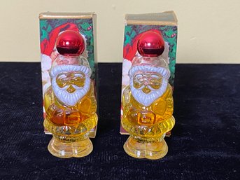 Pair Of Vintage Avon Jolly Santa Cologne Bottles