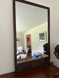 Nice Wood Wall Mirror With Metal Trim On Corners