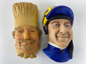 Bossons Chalkware Heads - Chef & Jockey