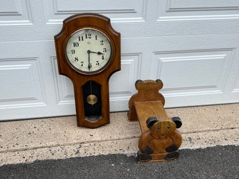 Elgin Clock And Bear Stool