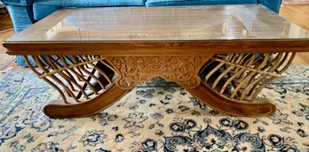 Thai Howdah Coffee Table With Glass Top