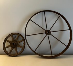 Wooden 8' And Metal 16' Vintage Wheels