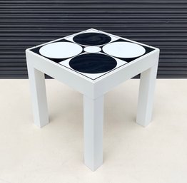 Vintage 1970s Plastic Side Table With Geometric Op Art Top