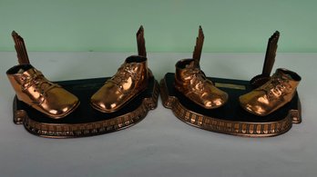 Copper Baby Shoe Bookends