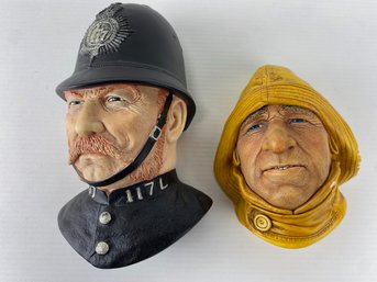 Bossons Chalkware Heads - Victorian Bobby & Life Boatman