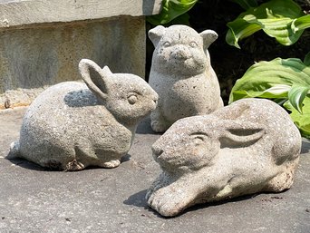 A Trio Of Cast Stone Garden Ornaments
