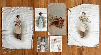 A Collection Of Vintage Silk Prints - Unframed