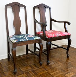 A Pairing Of Vintage  Mahogany Queen Ann Style Chairs