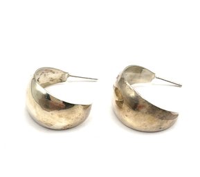 Nice Sterling Silver Thick Half Hoop Earrings