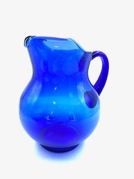 Vintage Cobalt Blue Pitcher W/ Ice Lip