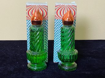 Pair Of Vintage Avon Christmas Candle Charisma Cologne Bottles