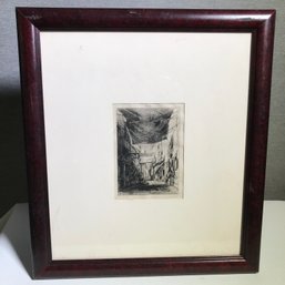 Antique Engraving / Etching - Seville - ML On Lower Left Hand Corner - Marked Plate #8 Top Center - Nice Piece