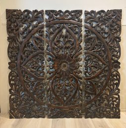 Impressive 3 Piece, Carved Wood Wall Hanging. Den CL.