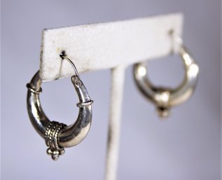 Fine Vintage Sterling Silver Hoop Earrings Good Weight