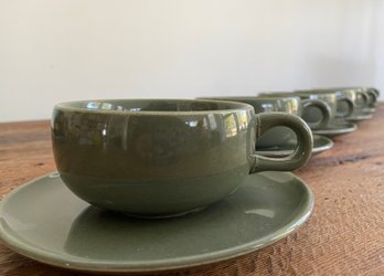 MCM Russel Wright By Steubenville Green Cups And Saucers