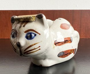 Vintage Ceramic Cat Desk Tape Dispenser