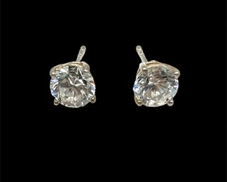 Beautiful Vintage Sterling Silver CZ Stud Earrings