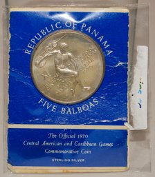 1970 Republic Of Panama Five Balboa Sterling Silver