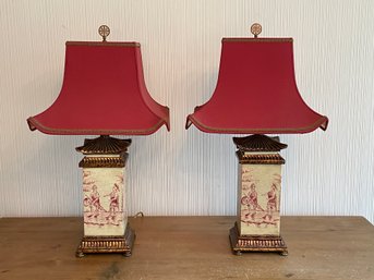 Pair Of Asian Tole Lamps
