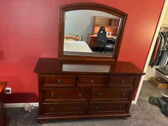 Solid Wood Dark Stained Dresser With Mirror