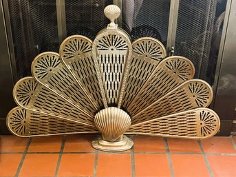 Brass Peacock Fireplace Screen