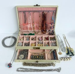 Costume Jewelry Lot 3 With Jewelry Box