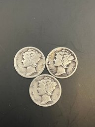 3 Beautiful Mercury Dimes 1935, 1935-D, 1935-S