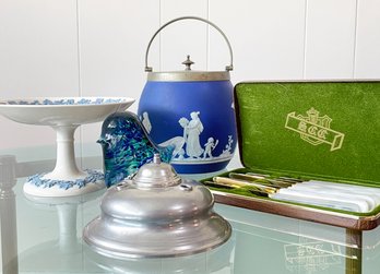 A Wedgwood Footed Cake Plate, Ice Bucket, And More Vintage Kitchen Ware