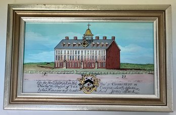 Vintage Reverse Painting - Connecticut Hall Yale New Haven CT - Eglomise Designs Of Boston - Frame 9.5 X 14.5