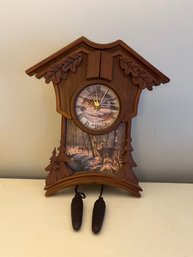 Bradford Exchange Timeless Nobility Deer Clock W/pinecone Weights No. A1874