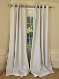 A Pair Of Grommet Draperies And Rods With Glass Finial In Brushed Nickel - Primary