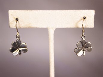 Vintage Sterling Silver Shamrock Clover Pierced Earrings