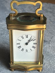 Antique Circa 1900 Carriage Clock With Brass Case- Working Order