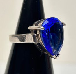 Beautiful Sterling Silver Ring With Blue Gem