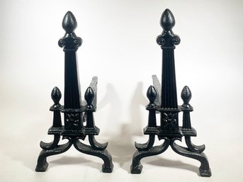 A Pair Of 19th Century Cast Iron Andirons