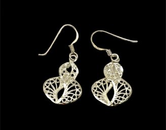 Sterling Silver Intricately Designed Dangle Earrings