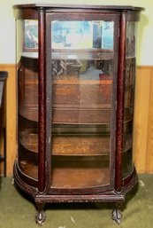 Antique Five Shelf Curved Front Hutch With Claw And Ball Feet