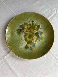 Sascha Brastoff MCM Enameled 8' Plate With Green Grape Design