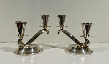 Pair Of Weighted Sterling Silver Candle Holders By Fisher