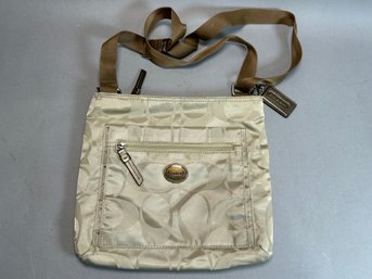 Genuine Coach Signature Taupe & Beige Cross Body Bag