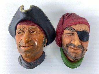 Bossons Chalkware Heads - Captain Kid & Eye Patched Pirate