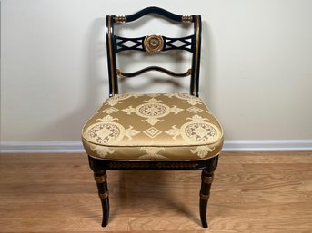 Theodore Alexander Ebonized Gilt Regency Cane Chair