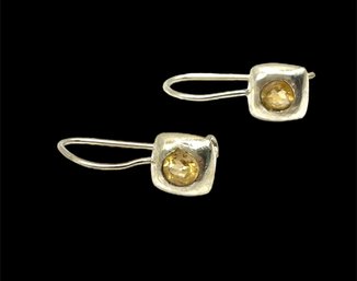 Vintage Sterling Silver Square Citron Earrings