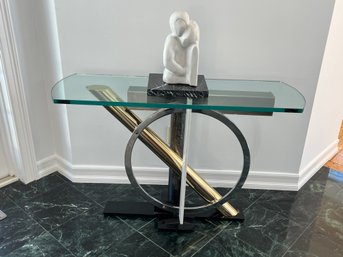 Contemporary Glass Top And Metal Base Table