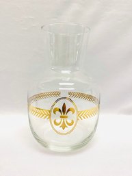 Vintage 22KT Gold Trimmed Fleur De Lis Carafe By Libbey