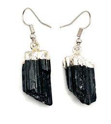 Vintage Black Charcoal Style Rock Dangle Earrings