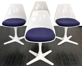 A Set Of 4 Mid Century Modern Molded Fiberglass Chairs By Maurice Burke, Signed