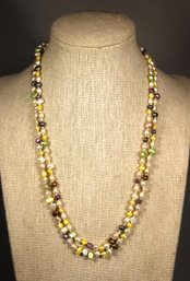 Multi Colored Genuine Cultured Pearl Beaded Necklace 36' Long